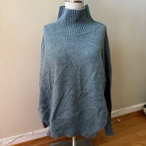 French Connection Women’s Wool Hi-Lo Cowl Neck Knit Cabin Cottage Sweater Teal M